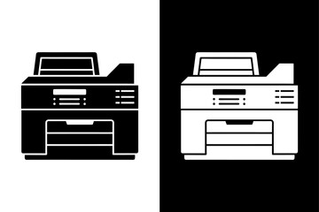 Office Photocopier Vector Icon – Black Silhouette on White.