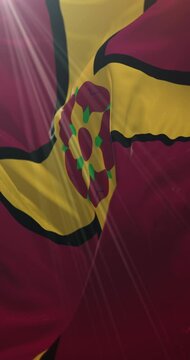 Flag of county of Northamptonshire in East Midlans of England. 4K Vertical. Loop