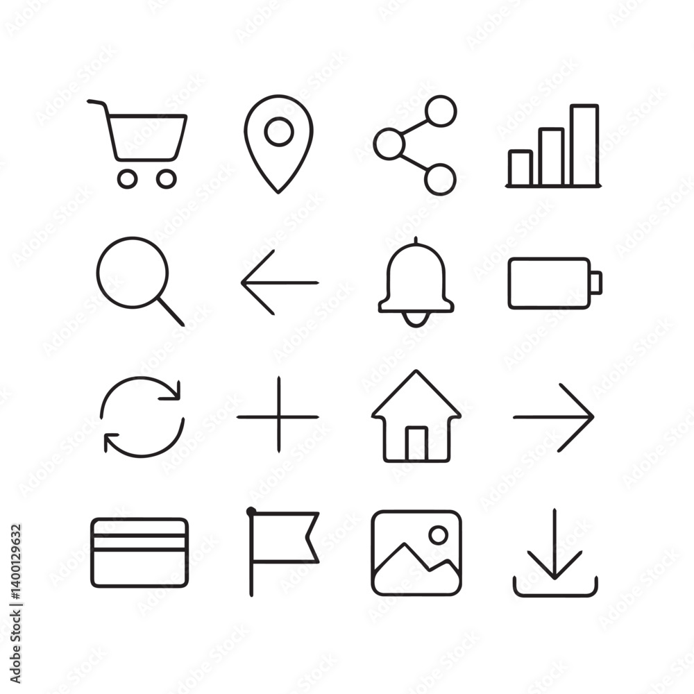 Poster modern line icons: a comprehensive collection of modern line icons, offering a clean and versatile d