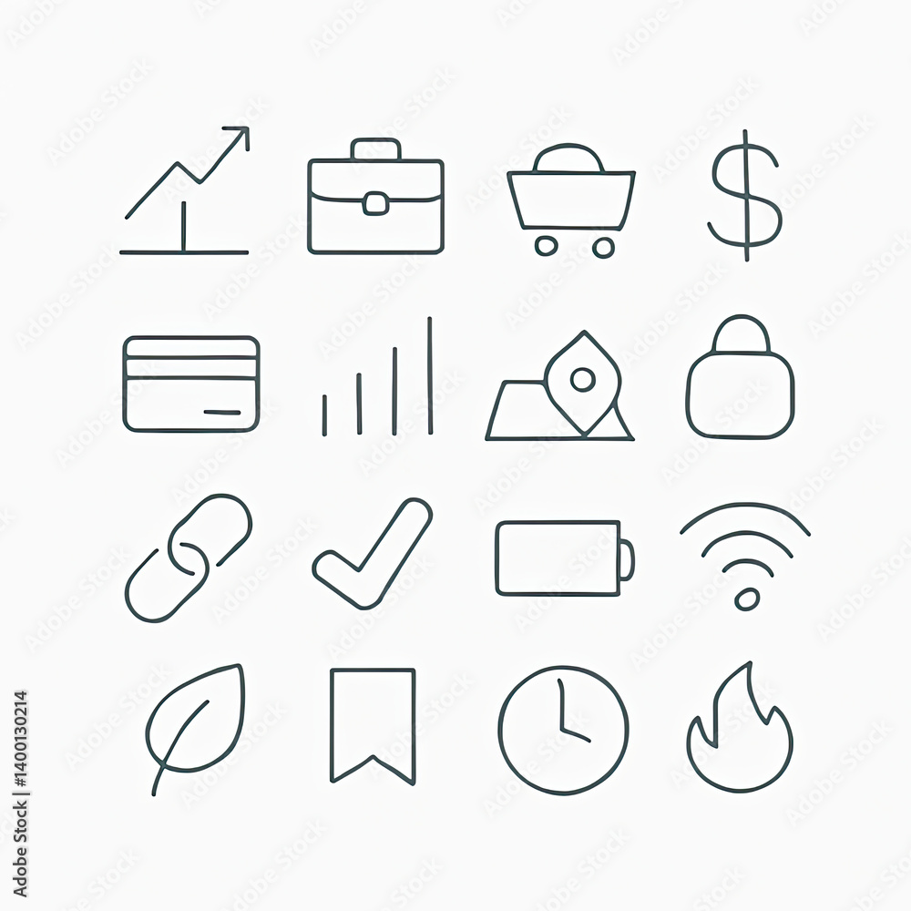 Poster business icons: a collection of precisely crafted business icons. each icon symbolizes core business