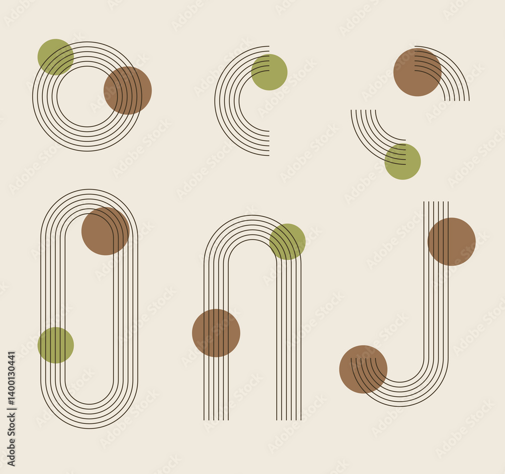 Poster hand drawn boho lines elements design vector
