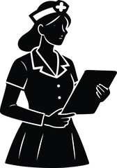 silhouette of Nurse with clipboard
