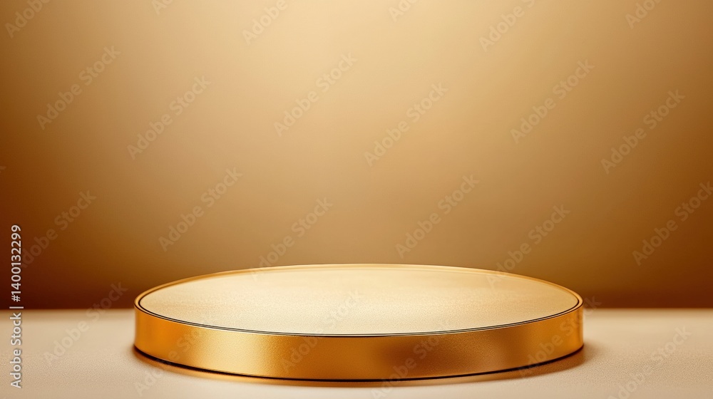 Poster elegant round gold platform on soft warm gradient background