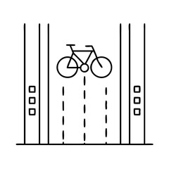 Bicycle Passing Through Designated Bike Lane with Separators Illustration