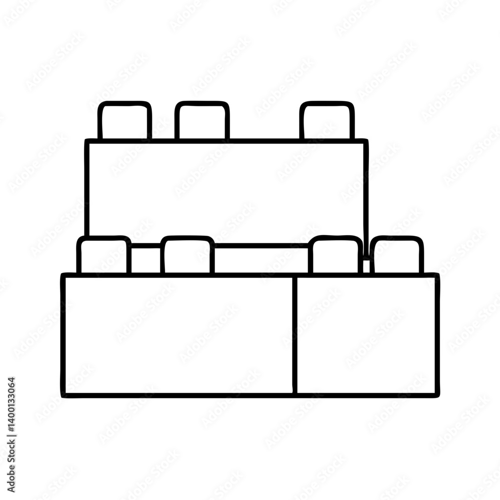 Aufkleber a simple illustration of a brick structure a two layered block toy building