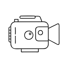 A Simple Line Drawing of a Vintage Camcorder Video Camera Recorder