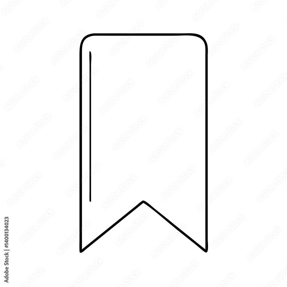 Poster simple line drawing of a bookmark or a flag icon for website navigation or reading