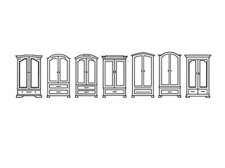 Modern Wardrobe Outline Illustrations