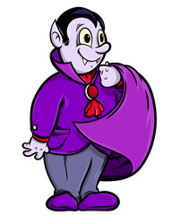Cute Cartoon Dracula with Cape