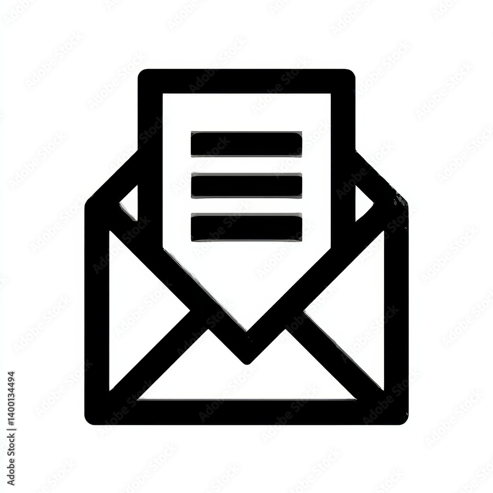 Poster open envelope with letter: a simple icon representing communication and messaging services
