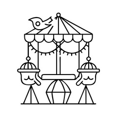 Charming Carousel Illustration Fairytale Bird Theme Classic Amusement Park Ride