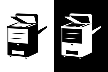 Photocopier Machine Silhouette Vector Icon – Black & White Design.