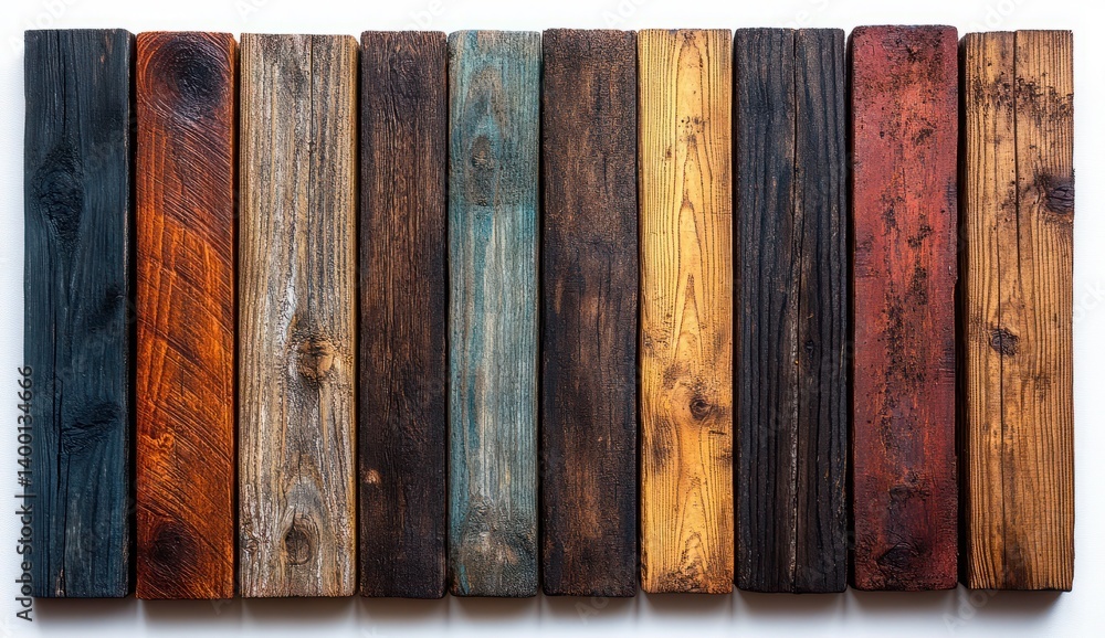 Aufkleber various textured wooden planks in an array of natural colors and finishes for background and design 
