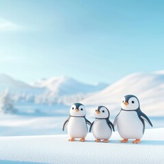 Obraz premium Three Adorable Penguin Friends