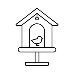 Charming Birdhouse Illustration Simple Line Drawing Design for Bird Lovers Backyard Decor Garden Ornament Cute Bird Feeder House