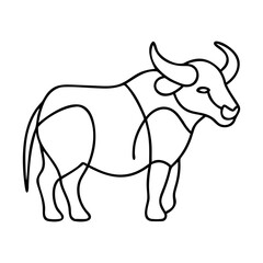 Single Line Drawing of a Majestic Bull a Continuous Line Art Illustration of a Powerful Bovine Animal