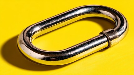Minimalist design, metal ring on vibrant yellow background abstract simplicity