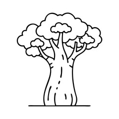 A Simple Line Drawing of a Majestic African Baobab Tree
