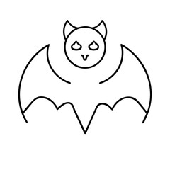 Cute Cartoon Bat Halloween Illustration Line Art Graphic Design