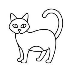 A simple line drawing of a cute cat standing gracefully