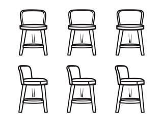 row Bar Stool line art