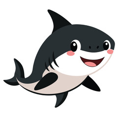 Fototapeta premium Cartoon baby shark smiling