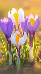 Spring Crocuses in Sunlight