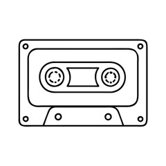 Retro Cassette Tape Outline Illustration Vintage Music Technology Audio