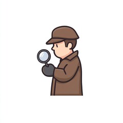 Detective examining evidence with magnifying glass