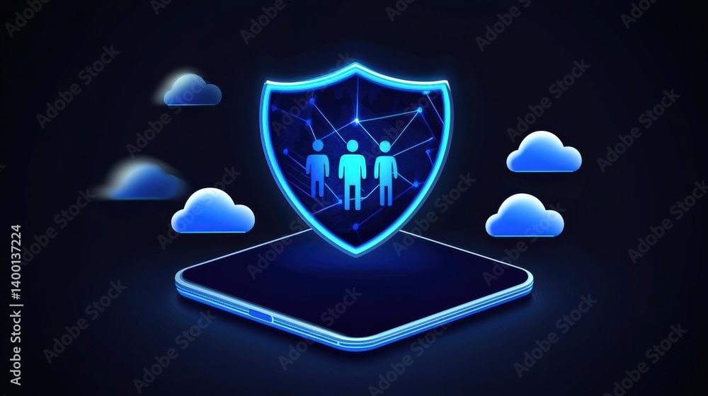Poster digital security measures for individuals online platforms graphic design virtual environment abstra