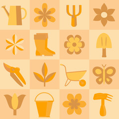 Vector - square with gardening tools seamless pattern.