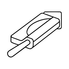 Line art illustration of a popsicle on a stick in a package