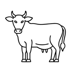 Line art illustration of a cow a bovine animal farm animal agriculture dairy cattle beef milk farming livestock ranch animal husbandry