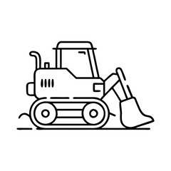 Heavy Construction Equipment Bulldozer Illustration Line Art Graphic Design