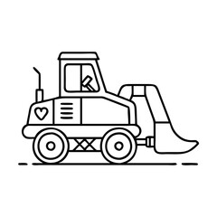 Adorable Cartoon Bulldozer Illustration Featuring a Heart Design