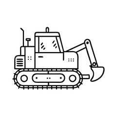 A Detailed Line Drawing of a Powerful Crawler Excavator Machine