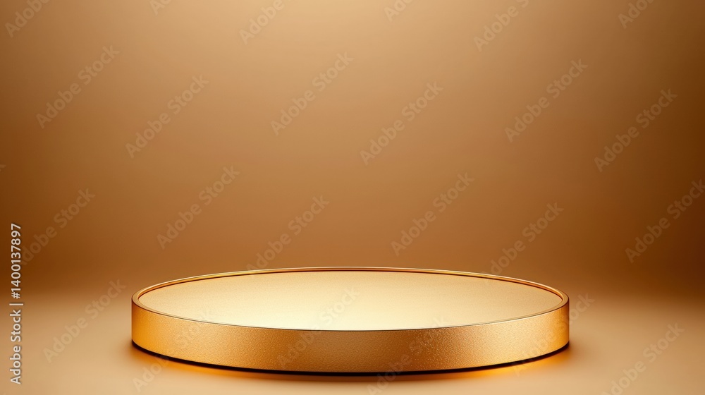 Poster elegant round gold platform on a warm gradient background for product display