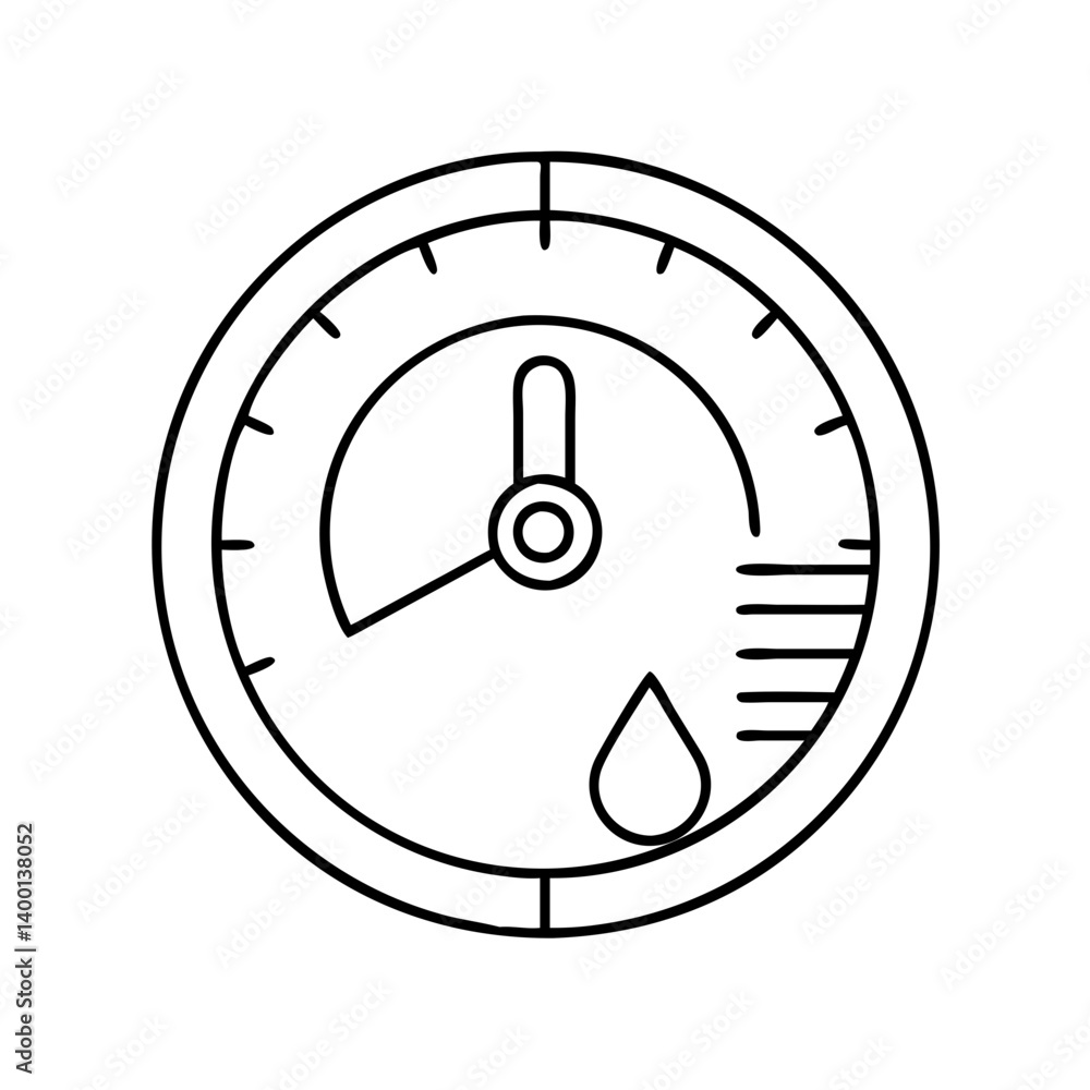 Poster circular gauge meter showing oil level measurement monitoring system