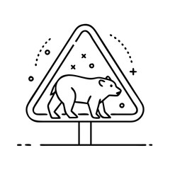 Warning Sign Bear Crossing Ahead Wildlife Alert Safety Caution Animal Crossing Road Sign