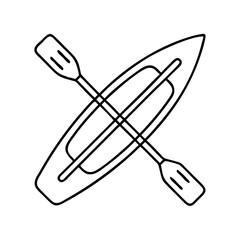 Canoe Paddle Icon Line Art Drawing Illustration Graphic Design Kayak Rowing Water Sport Recreation Summer Activity Outdoor Adventure