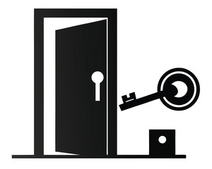 Key unlocking a door