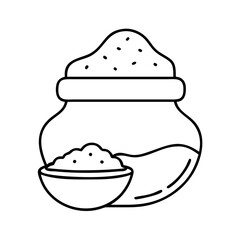 A large jar full of powder and a small bowl of the same powder