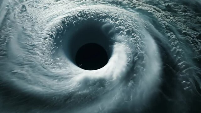 Dramatic aerial view of a supercell storm formation with a clearly defined eye