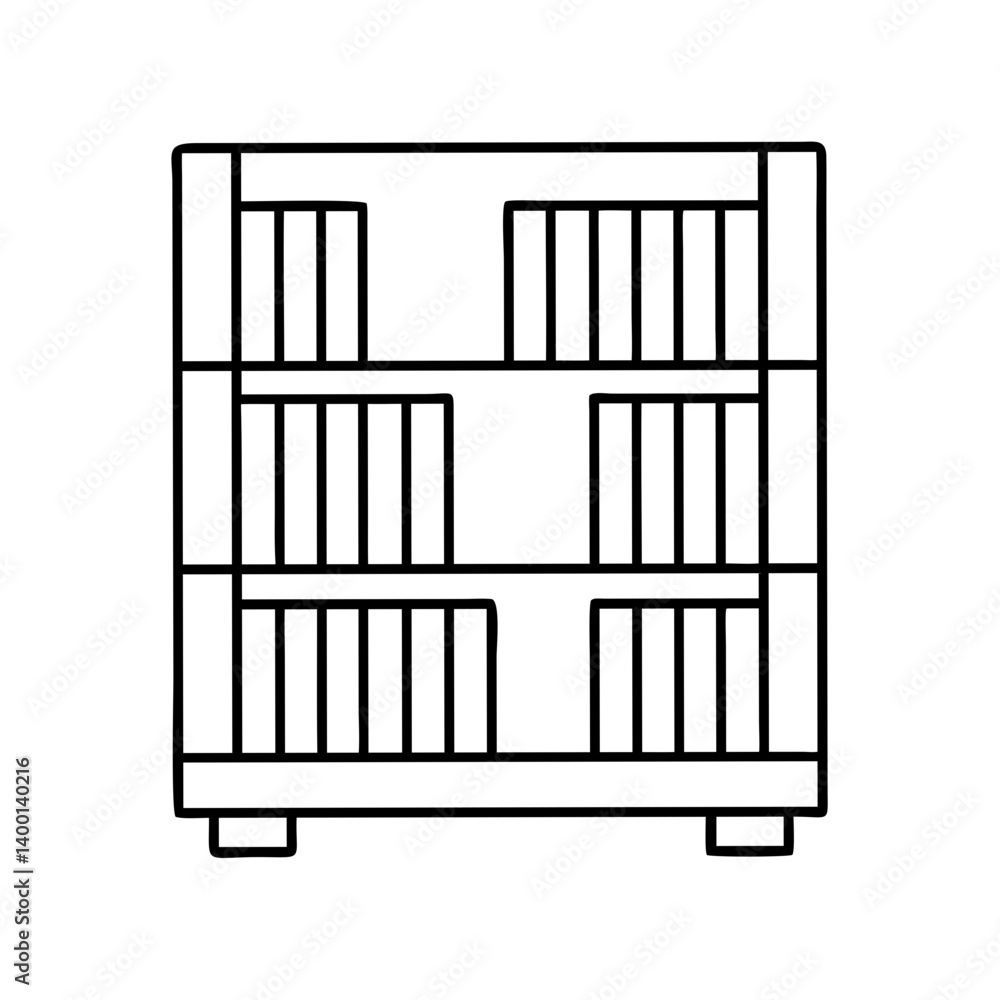 Poster A Simple Line Drawing of a Bookshelf Filled with Books