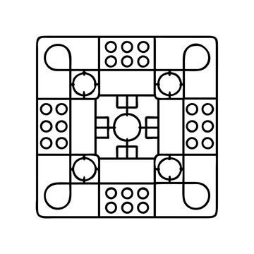 A Detailed Line Drawing of a Traditional Board Game Showing All the Spaces and Paths