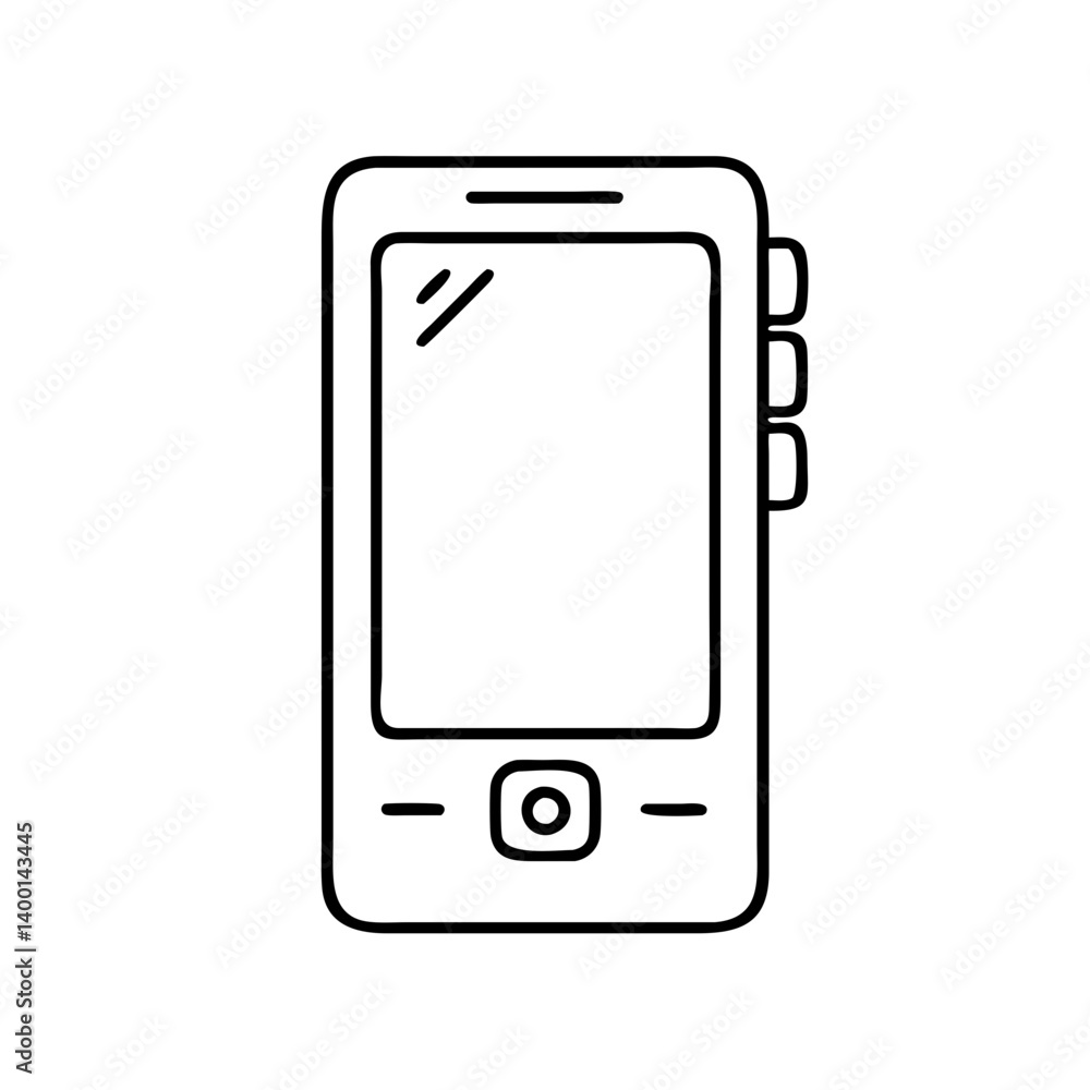 Poster simple line drawing of a mobile phone with buttons