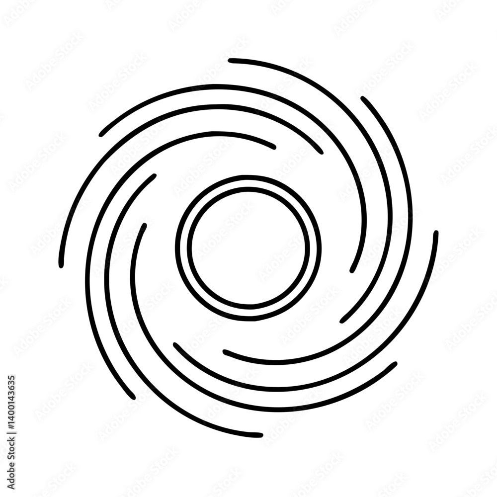 Poster abstract swirling circular design with concentric rings and lines