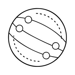 Simple Line Drawing of a Beach Ball or Playground Ball with Dashed Lines