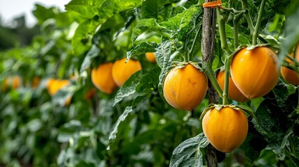 Sunny brazilian orchard with ripe papayas nature's bounty in abundant greenery