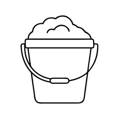 A Line Drawing of a Bucket Filled with Cleaning Soap or Detergent